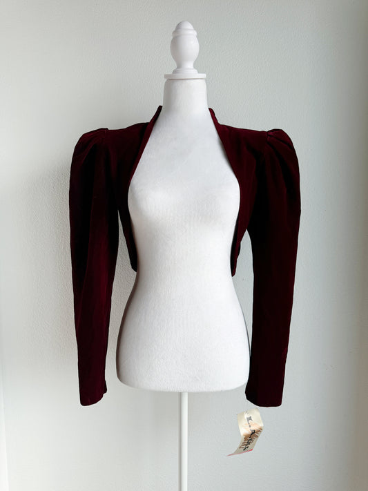 VINTAGE CROPPED RED VELVET JACKET