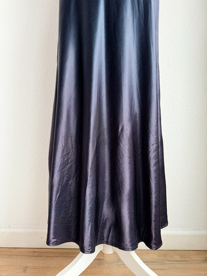 VINTAGE MIDNIGHT BLUE VELVET AND SATIN DRESS