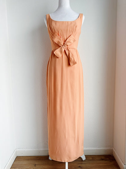 VINTAGE PEACH DRESS WITH BOW