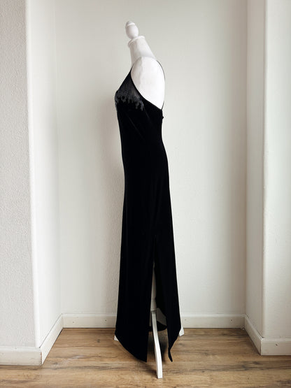 VINTAGE BLACK VELVET BEADED DRESS