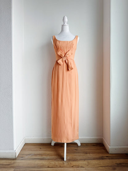 VINTAGE PEACH DRESS WITH BOW