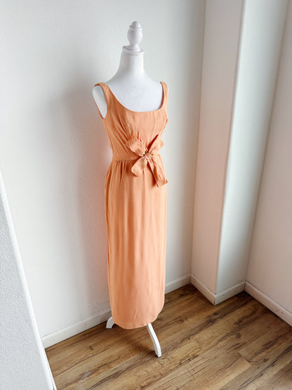 VINTAGE PEACH DRESS WITH BOW