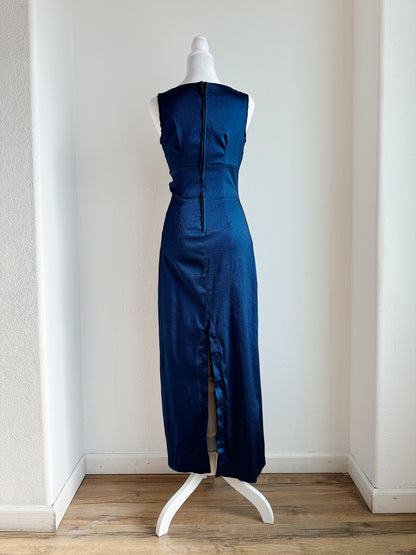 VINTAGE BLUE SLEEVELESS COCKTAIL DRESS WITH SCOOP NECK