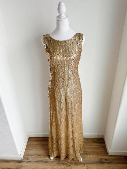 VINTAGE GOLD SEQUIN FLOOR LENGTH GOWN