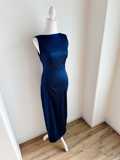 VINTAGE BLUE SLEEVELESS COCKTAIL DRESS WITH SCOOP NECK