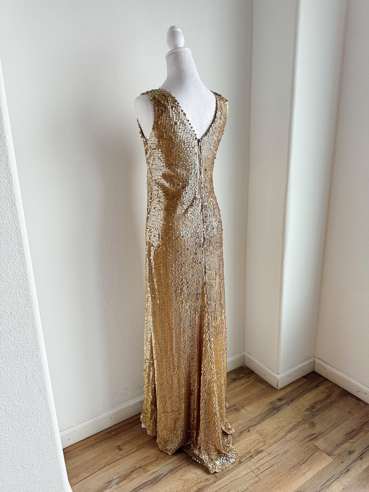 VINTAGE GOLD SEQUIN FLOOR LENGTH GOWN