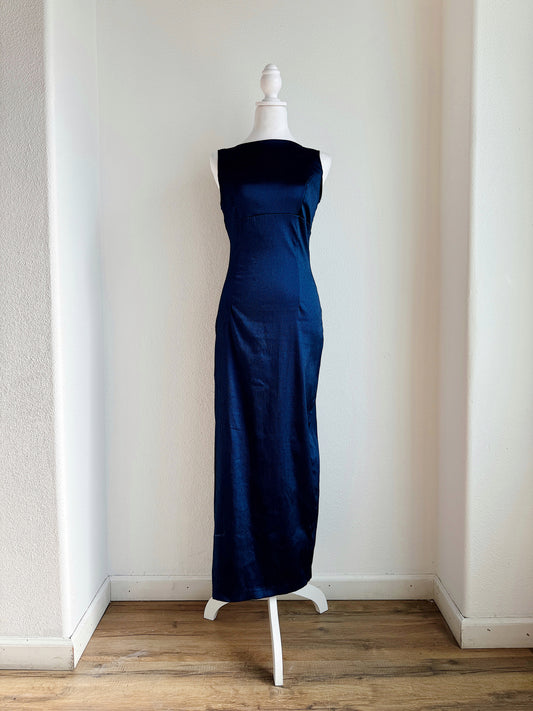 VINTAGE BLUE SLEEVELESS COCKTAIL DRESS WITH SCOOP NECK